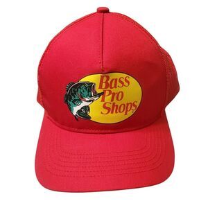 Bass Pro Shops Fishing Trucker Hat Mesh Cap Adjustable SnapBack Red